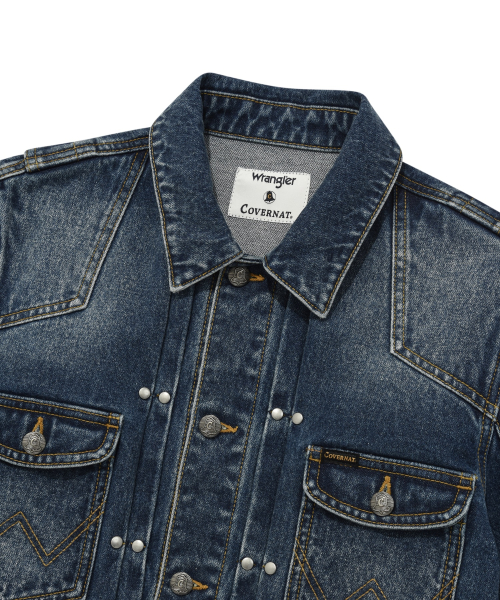 COVERNAT X WRANGLER женская укороченная джинсовка с ремнем Indigo Medium