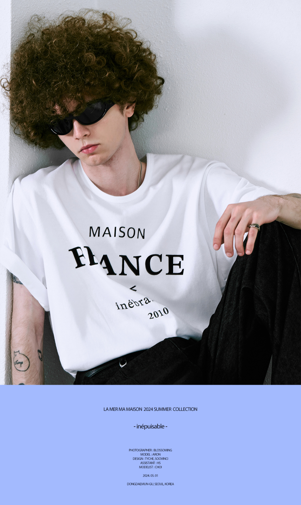 MUSINSA公式 | LA MER MA MAISON Deep U-neck Short-sleeved T