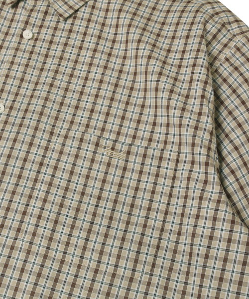 Check Boxy Half Street Shirt [Beige] thumbnail 8