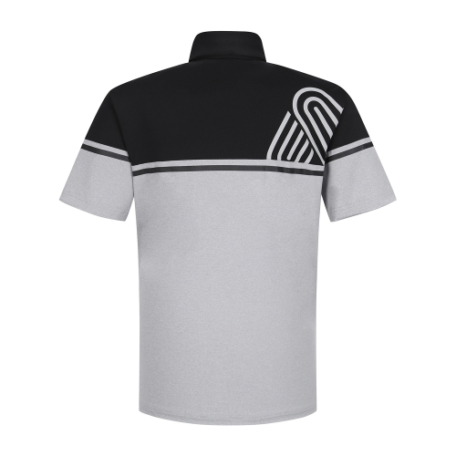 Half&Half Stripe Polo Shirts_M/Grey (Men)