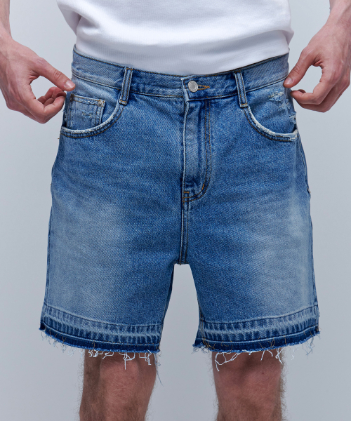 PEONY DENIM SHORTS - BLUE