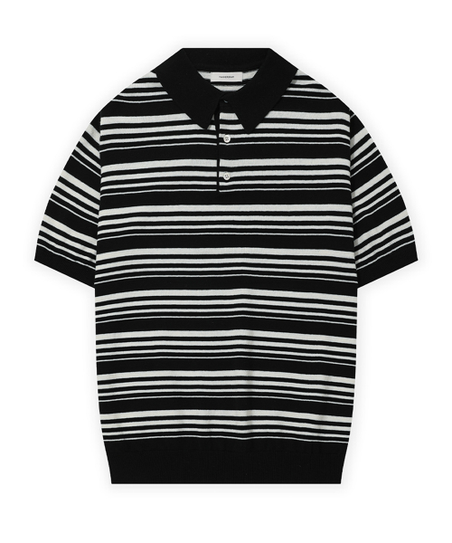 Nature Cotton100 полоска воротник коротконавшийкофта - 5 COLOR