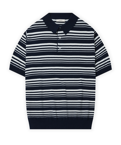 Nature Cotton100 полоска воротник коротконавшийкофта - 5 COLOR