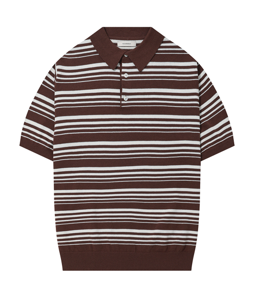 Nature Cotton100 полоска воротник коротконавшийкофта - 5 COLOR