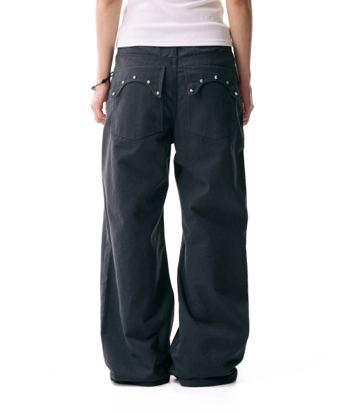 MUSINSA公式 | AAKAM Multi Studded Cotton Pants (Gray)