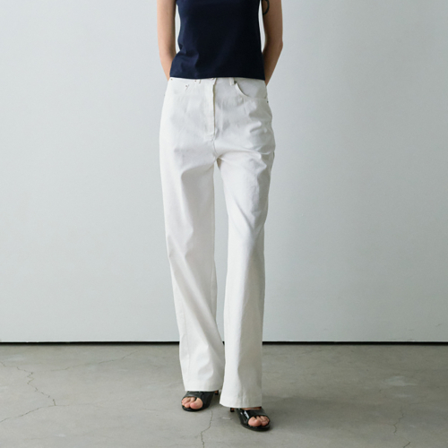 Linen detail pants (Ivory)