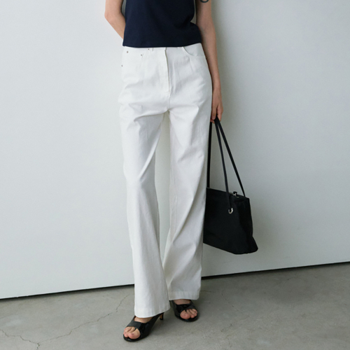 Linen detail pants (Ivory)