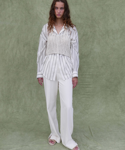 BUTTON SIDE SLIT PANTS - IVORY