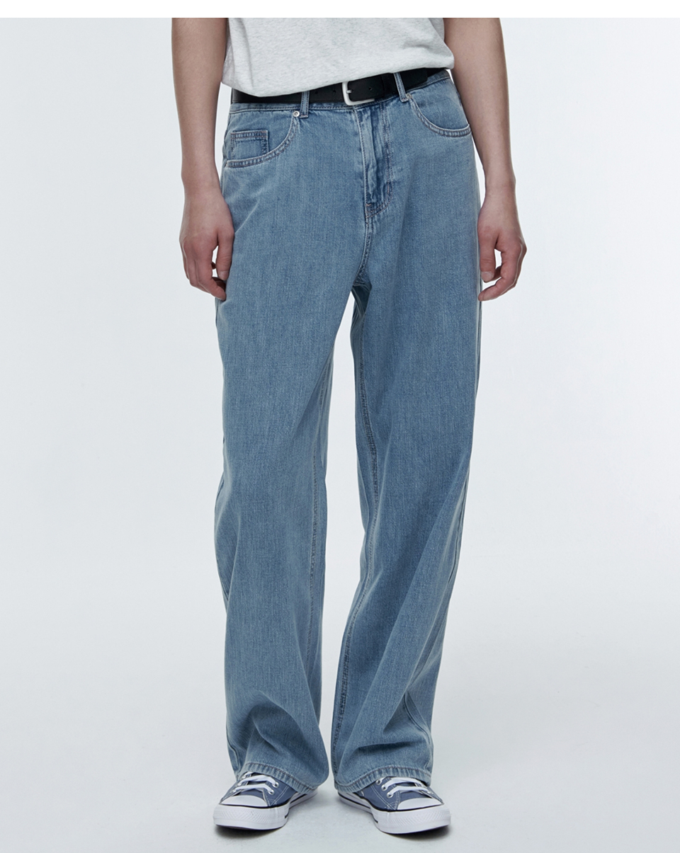 ★MUSINSA STANDARD★ Linen-like extra wide denim pants sky b ☆MUSINSA STANDARD☆ Linen-like extra wide denim pants sky b