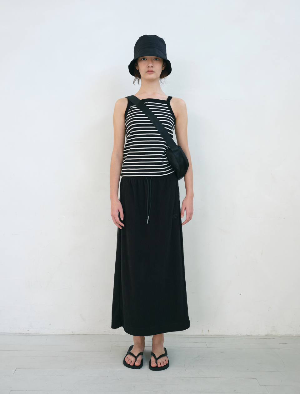 【ENZO BLUES】Stripe Terry Long Skirt MUSINSA公式 | ENZO BLUES Striped Terry Long Skirt (Black)