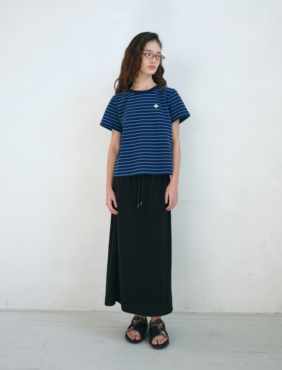 【ENZO BLUES】Stripe Terry Long Skirt MUSINSA公式 | ENZO BLUES Striped Terry Long Skirt (Black)