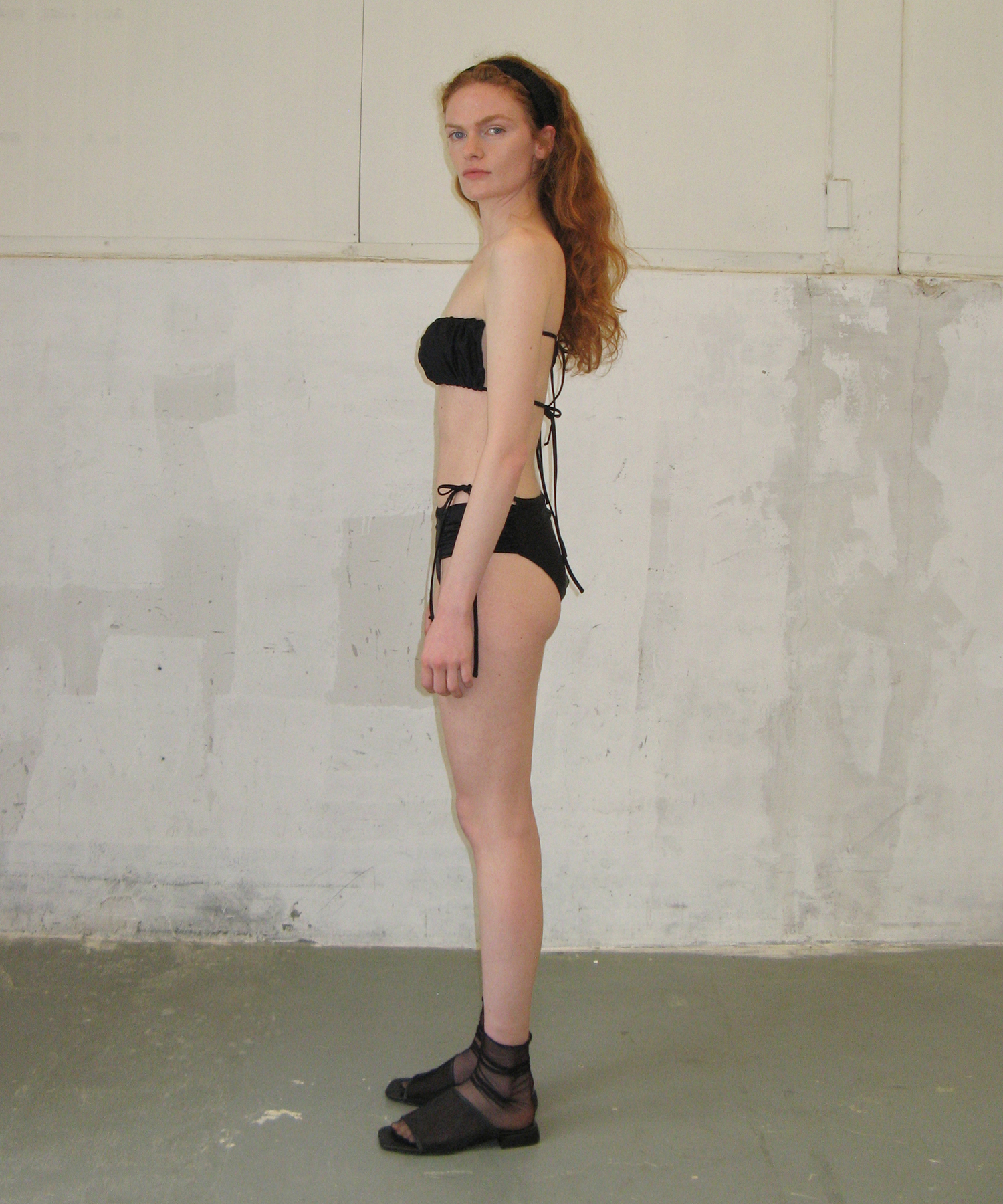 RIBBON SHIRRING BIKINI (black)