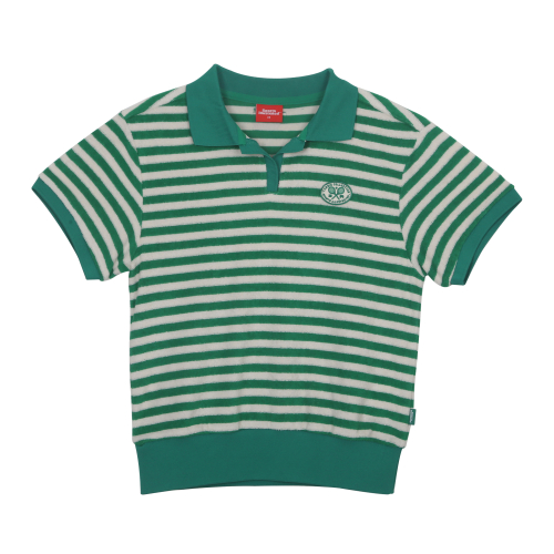 TENNIS WOMEN HALF SLEEVE STRIPED COLLARED T-SHIRT (GREEN)