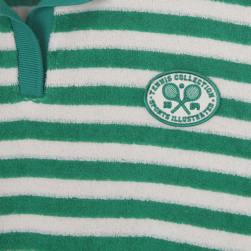 TENNIS WOMEN HALF SLEEVE STRIPED COLLARED T-SHIRT (GREEN)