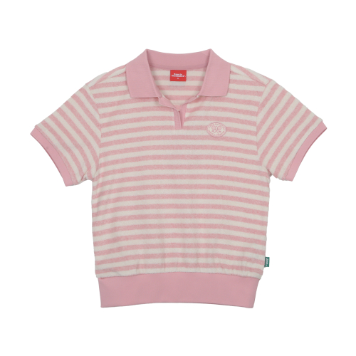 TENNIS WOMEN HALF SLEEVE STRIPED COLLARED T-SHIRT (PINK)