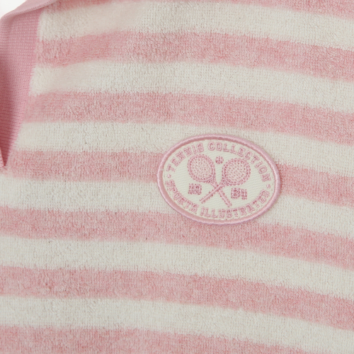 TENNIS WOMEN HALF SLEEVE STRIPED COLLARED T-SHIRT (PINK)
