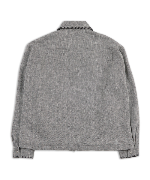 Льняной жакет с контрастной строчкой 2-way (Grey)