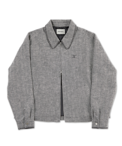 Льняной жакет с контрастной строчкой 2-way (Grey)