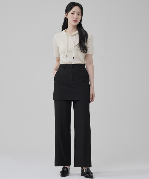 Нейлоновые брюки с юбкой-накладкой (Black)