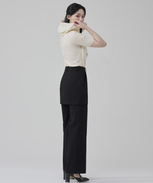 Нейлоновые брюки с юбкой-накладкой (Black)