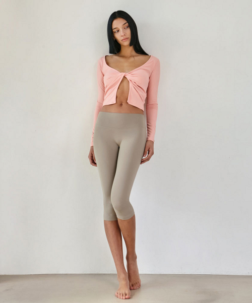 Женские легинсы 7/10 DEVI-B0076-Beige для пилатеса с утяжкой