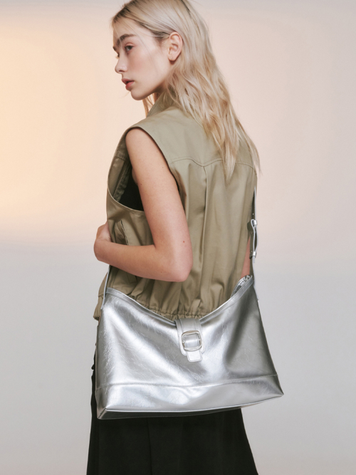 veil bag - crinkle silver