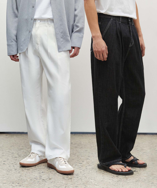 __BR0____BR1__2Pleats Wide Jeans DCPT005