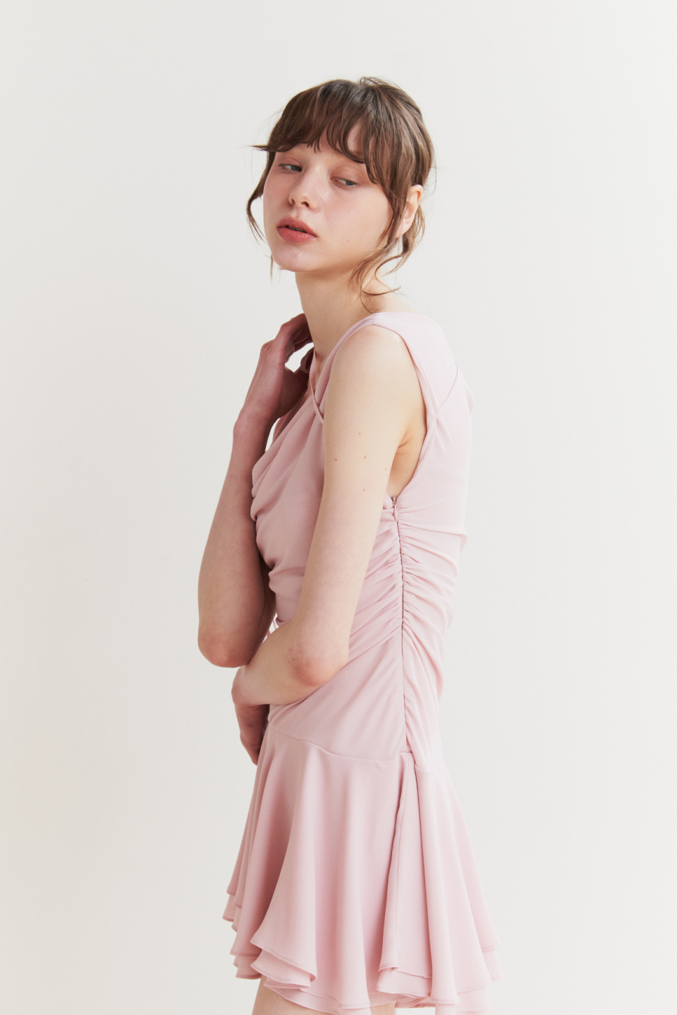 MUSINSA | PAINORPLEASURE LILY FRILL DRESS pink