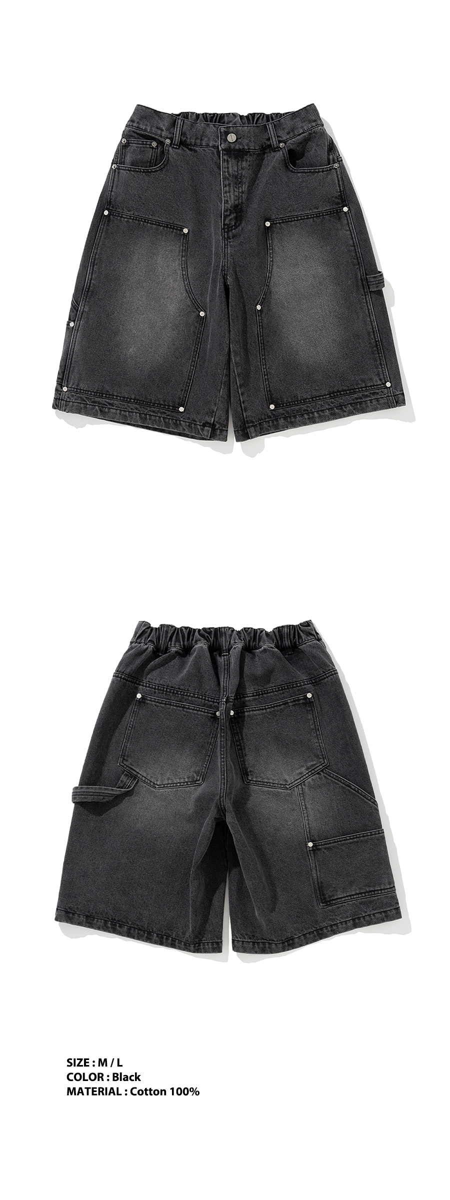 MUSINSA | NOT4NERD N4ND Carpenter Bermuda Denim Shorts - Black
