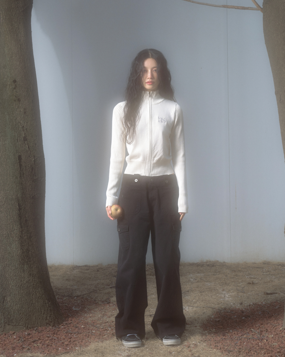 as\"on MARON KNIT ZIP-UP ベージュ Oversized Beige Cable Knit Zip-Up Hoodie - Grunge & Retro