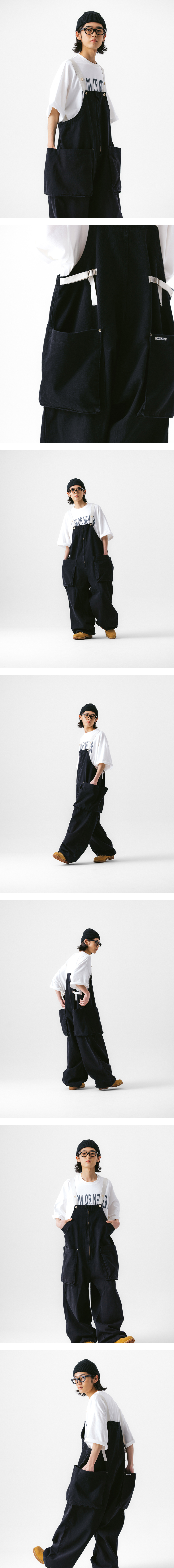 ANGLAN アングラン　バルーン　オーバーオール　ブラック　musinsa ANGLAN】24SS☆ [AG] Side Pocket Twill Balloon Overall