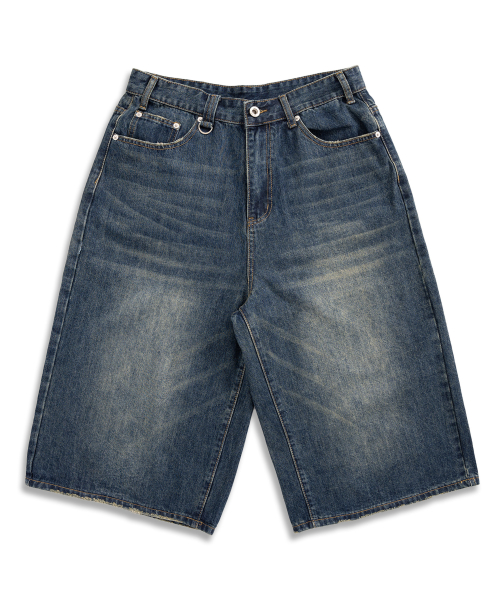 Широкие джинсовые брюки 3/4 вареные Light Blue