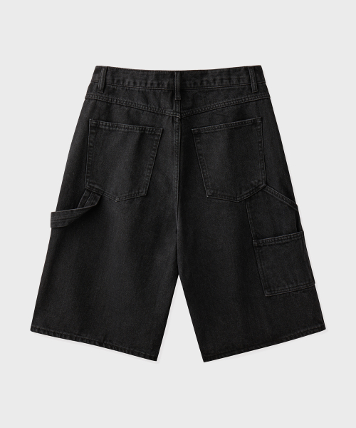 CARPENTER DENIM SHORTS [WASHED BLACK]