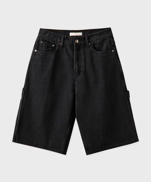 CARPENTER DENIM SHORTS [WASHED BLACK]