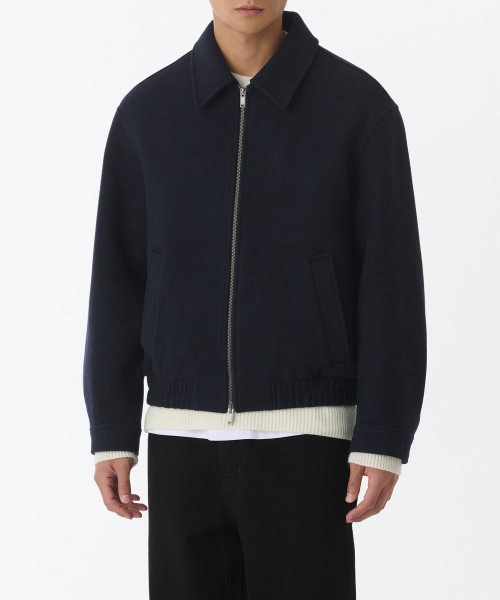 Минималистичный бомбер из шерсти [Navy]