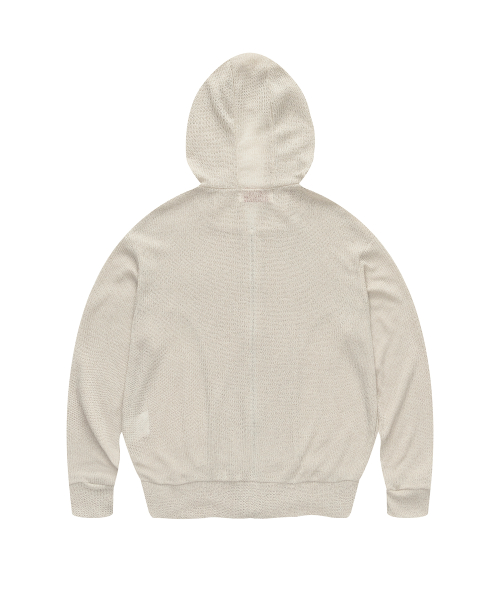 Lightweight Knitted Hood Zip Up [BEIGE]