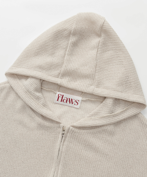 Lightweight Knitted Hood Zip Up [BEIGE]