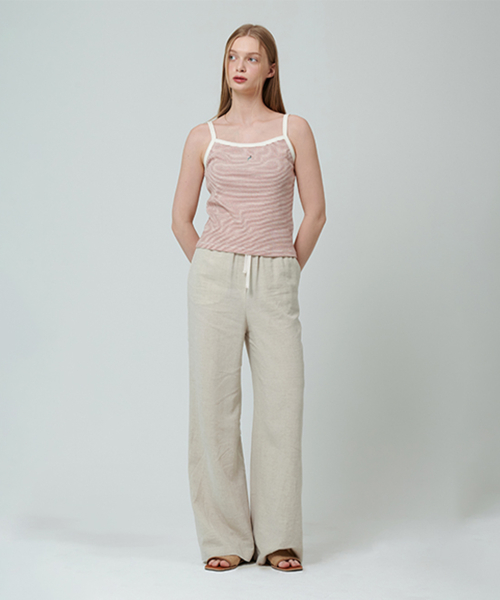 Прямые брюки с контрастной лентой Beige
