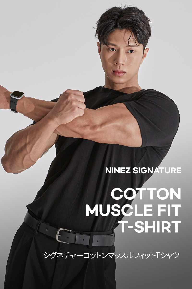 韓国発!【NINEZ】体格がよく見えるマッスルTシャツ MUSINSA公式 | NINEZ Signature Cotton Muscle Fit T-Shirt NSTS01