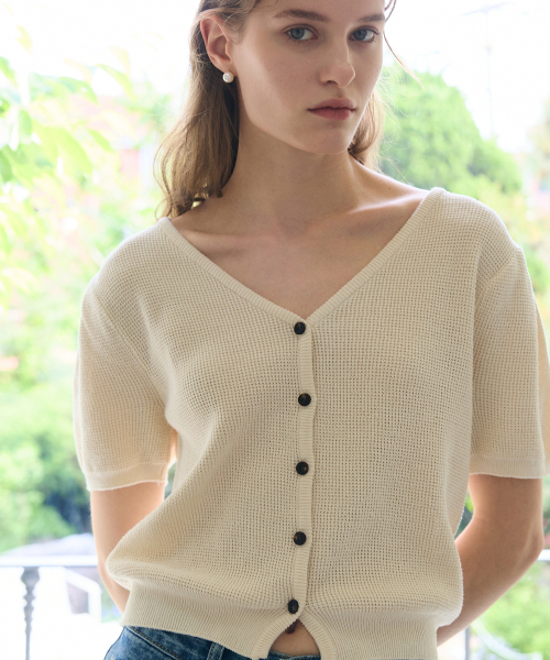 V NECK CARDIGAN / IVORY