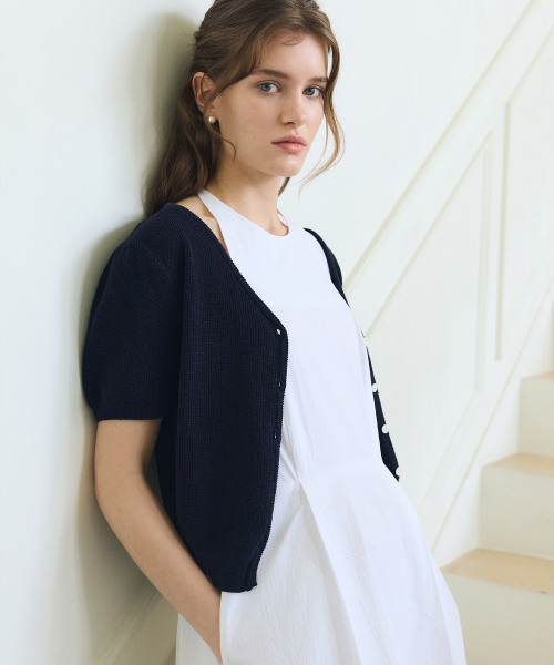 V NECK CARDIGAN / NAVY