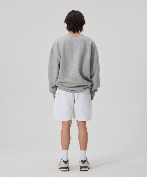 6 POCKETS SEMI WIDE CARGO HALF PANTS_WHITE