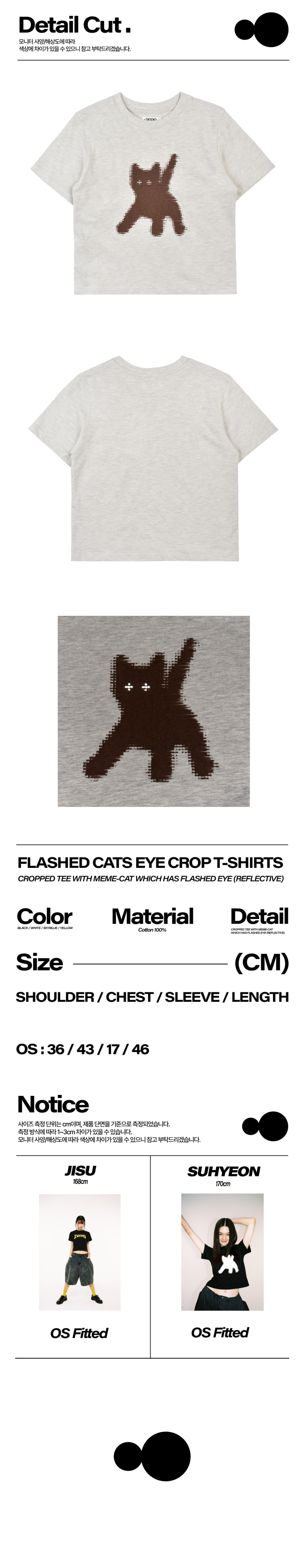 Tシャツ・カットソー [AEAE]FLASHED CATS EYE CROP T-SHIRTS [OATMEAL] [FLASHED CA ☆送料・関税込☆AEAE☆FLASHED CATS EYE CROP T-SHIRTS☆ (AEAE