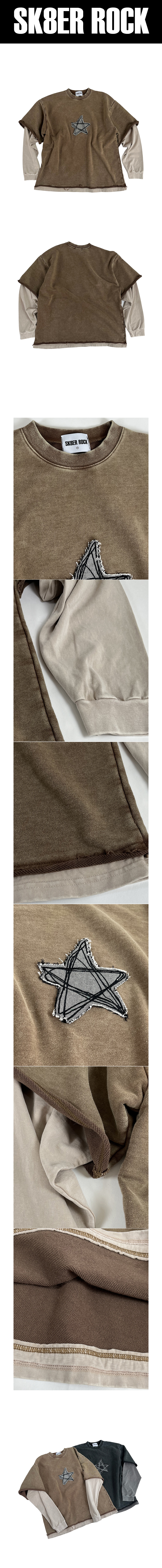 MUSINSA | SK8ER ROCK Doodle Star Pigment Layered T-Shirt (Brown)