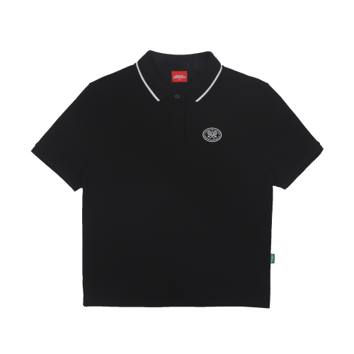 TENNIS WOMEN LOGO HALF SLEEVE COLLARED T-SHIRT (BLACK)