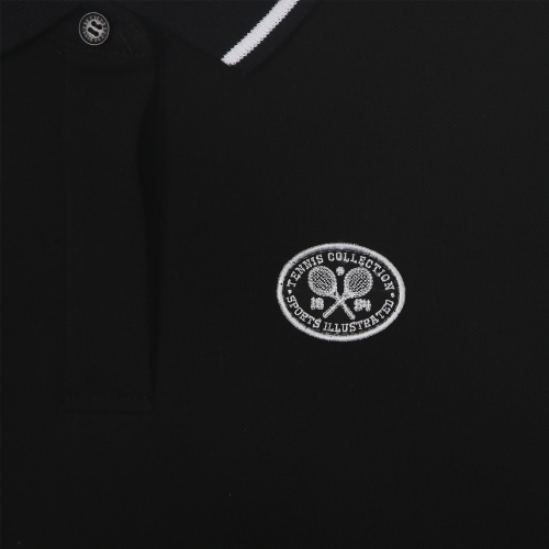 TENNIS WOMEN LOGO HALF SLEEVE COLLARED T-SHIRT (BLACK)