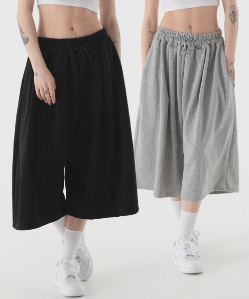 [2 PACK] super широкий sweat bermuda брюки (2color)