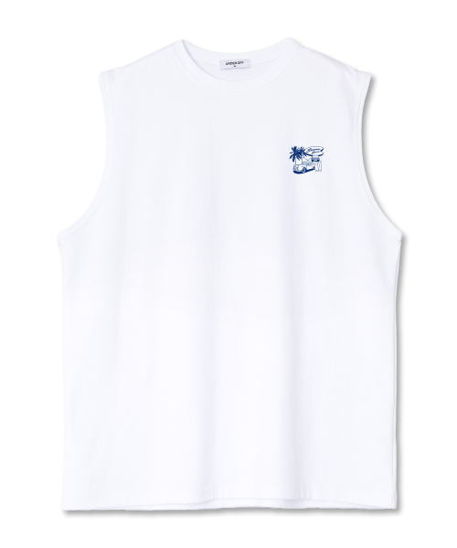 Свободная майка оверфит для пляжа White Blue