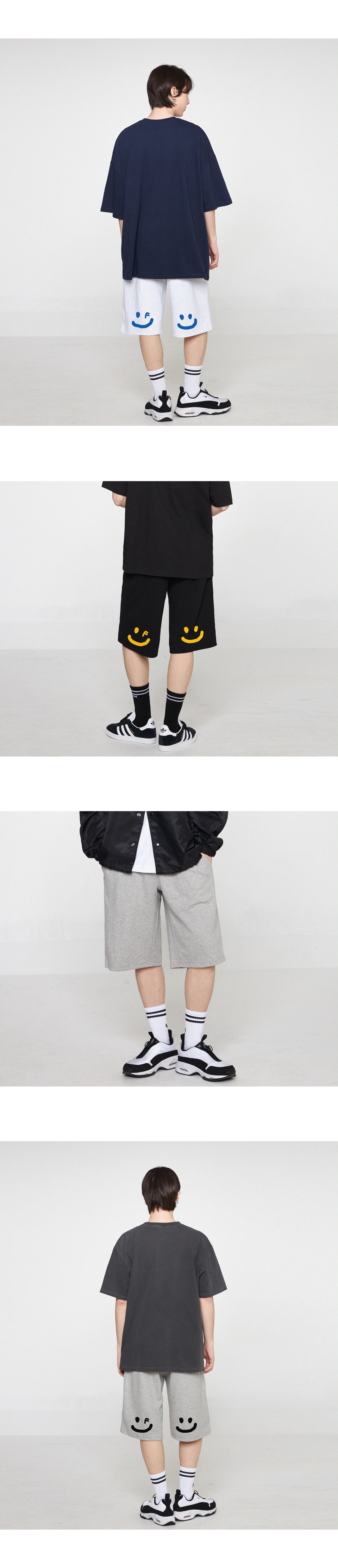 [GRAVER]韓国人気★BACK DRAWING SMILE BERMUDA TRAINING SHORTS Small Drawing Smile Training Shorts - GRAVER | 60% - Asian