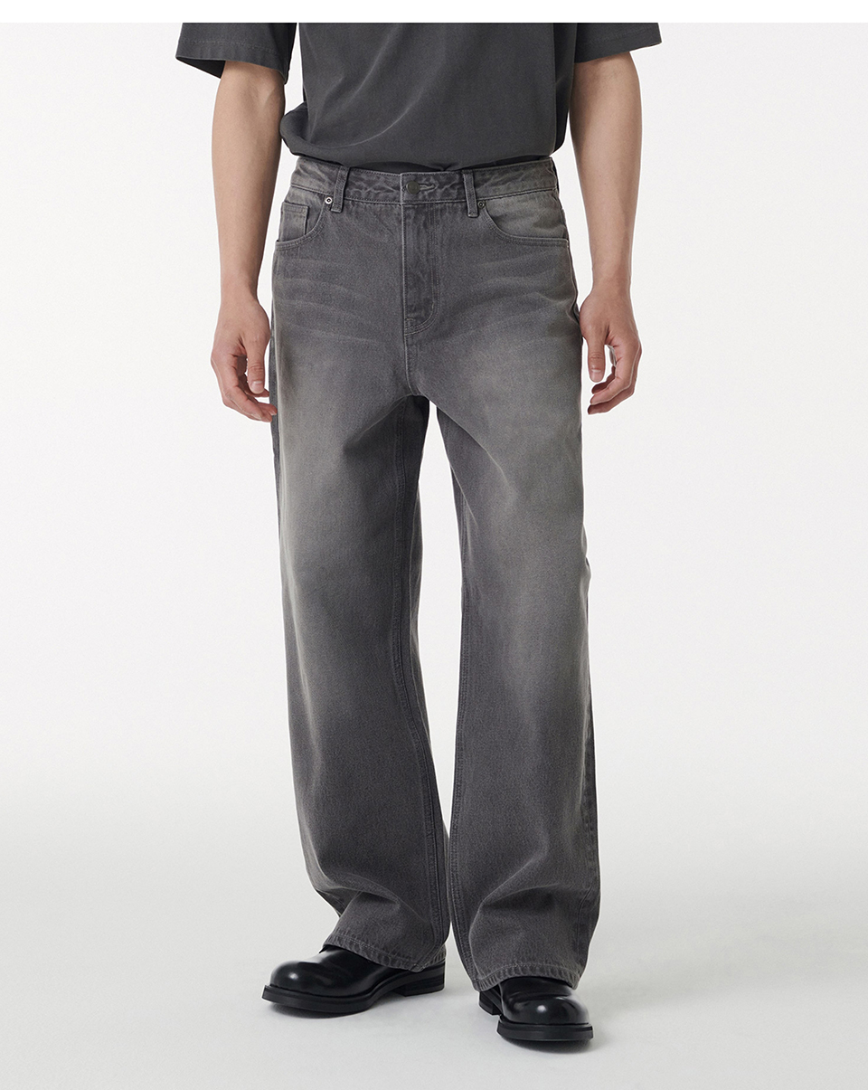 MUSINSA | MUSINSA STANDARD Big brush wide denim pants [gray]